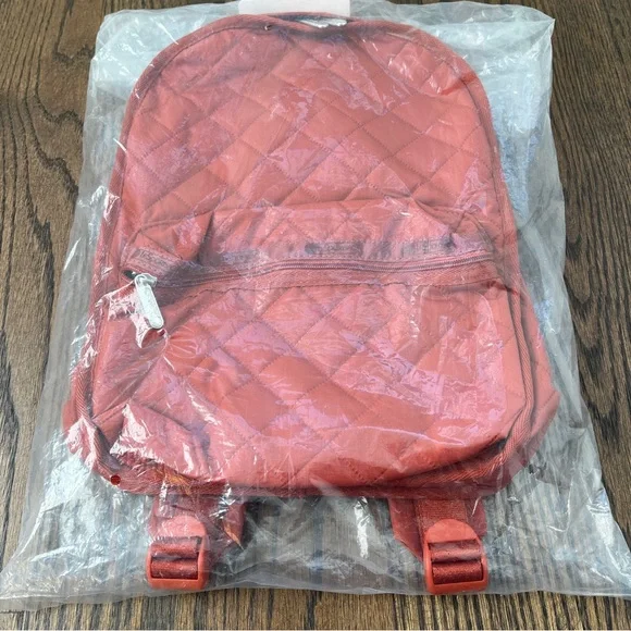 LESPORT SAC Quilted Red Orange Burgundy Backpack Route Small - Picture 2 of 8